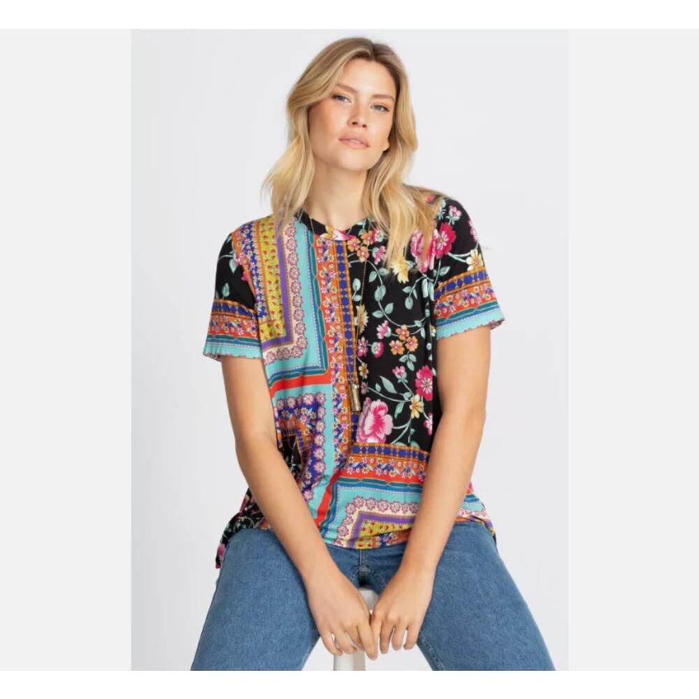 Johnny Was Lookout Favorite Crewneck Tee Shirt Black